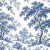 Tapeta Błękitne toile: toile de jouy, granat, błękit, krem