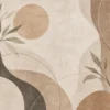 Tapeta Botaniczne słońce: gałązki i koła, beż, brąz, krem, grafit