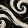 Tapeta Czarne zawijasy: spirale, czerń, krem, szarość