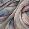 Tapeta Grafitowe wstęgi: fale, grafit, przygaszony fiolet, błękit, beż