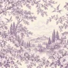 Tapeta Lawendowe toile: toile de jouy, lawenda, fiolet, krem