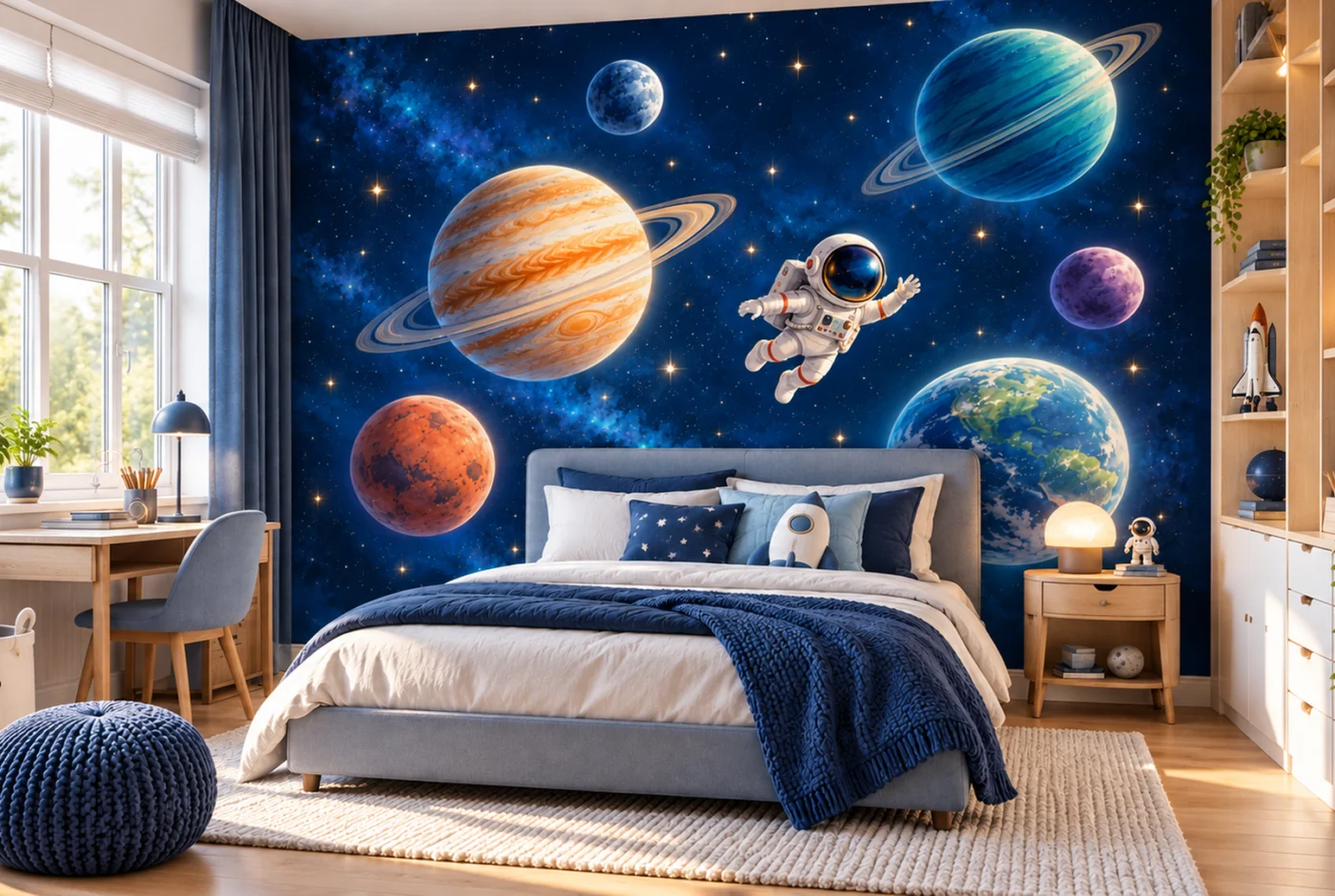 Wizualizacja: Tapeta Mały astronauta we wnętrzu
