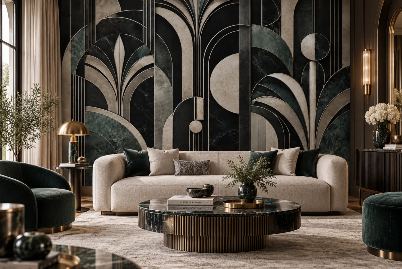Wizualizacja: Tapeta Nocne art déco we wnętrzu