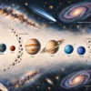 Tapeta Podróż przez galaktykę: kosmos, granat, szarość, złocisty, błękit