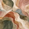 Tapeta Ziemiste zakola: organiczne formy, terakota, oliwka, beż, złocisty
